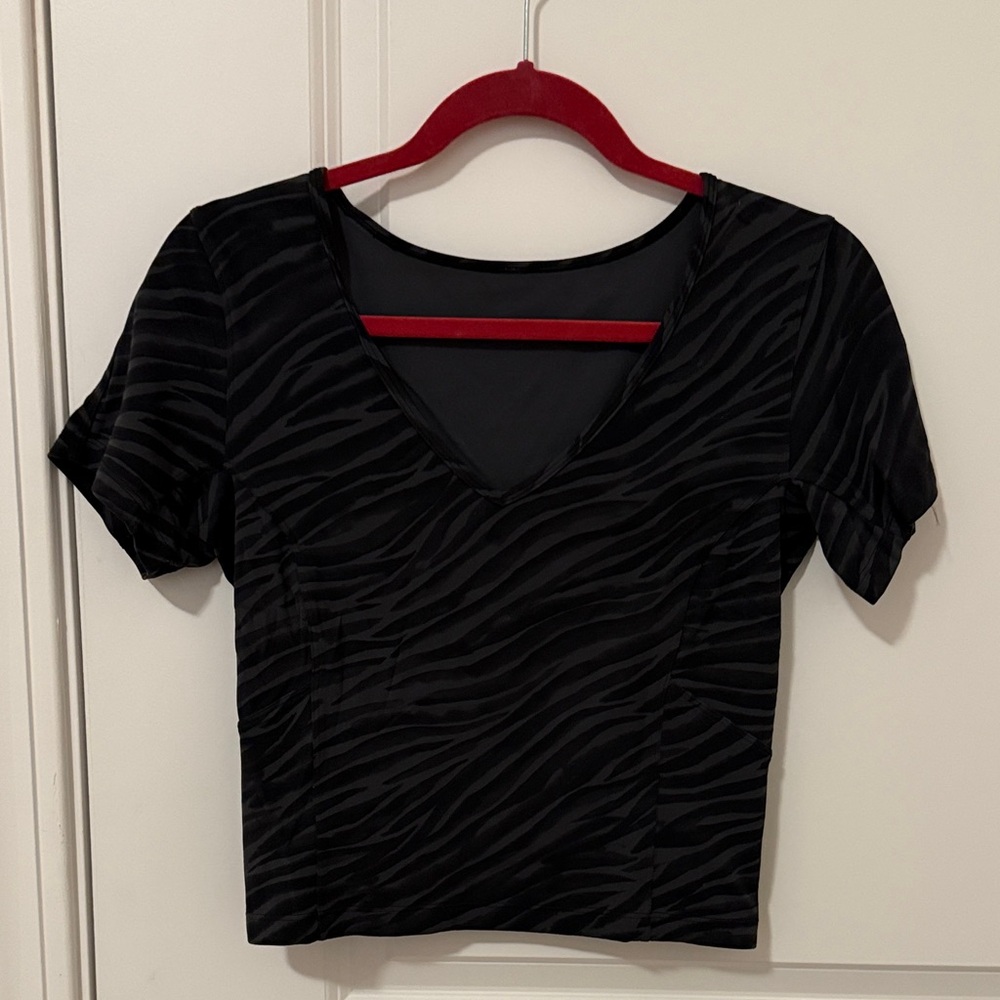 lululemon athletica Black Zebra Print Crop Top